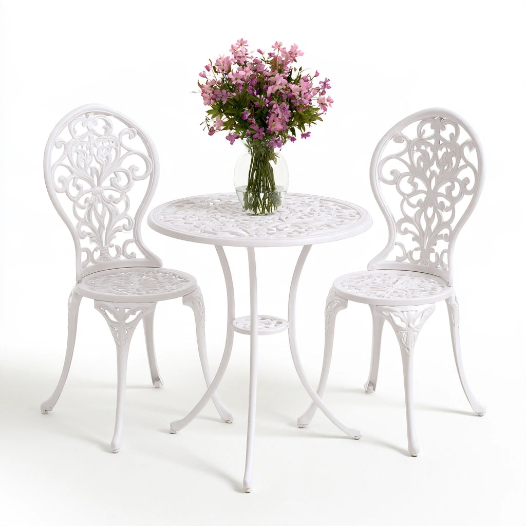 Gartenmöbel-Set, mit Aluminiumgestell, Farbe: weiß