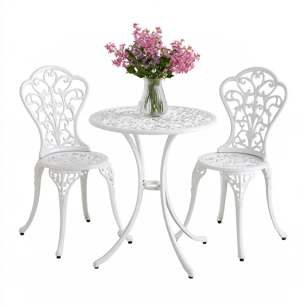 Gartenmöbel-Set, mit Aluminiumgestell, Farbe: weiß