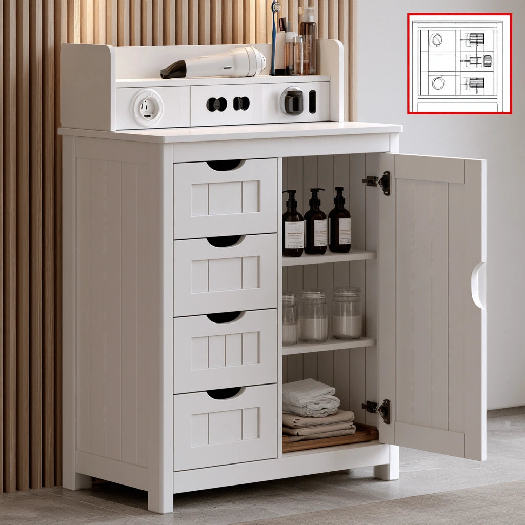Badezimmerschrank, aus Holz, Farbe: weiß