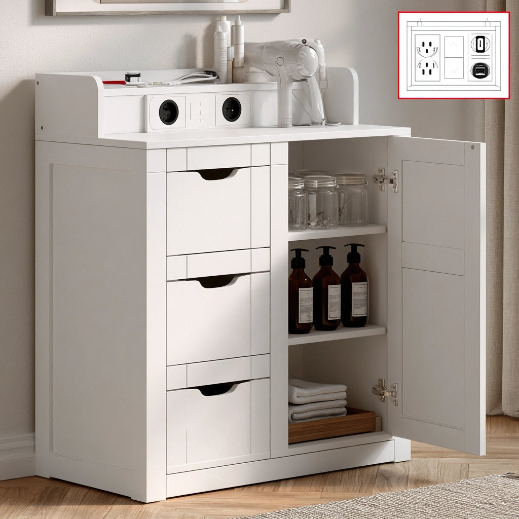 Badezimmerschrank, aus Holz, Farbe: weiß
